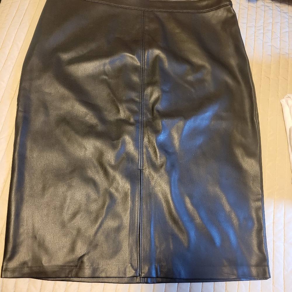 Vegan Leather Midi Skirt